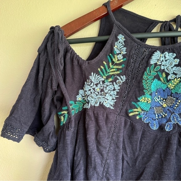 Free People Embroidered Cold Shoulder Top - Picture 3 of 5